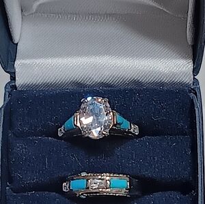 Turquoise and Silver Ring Set